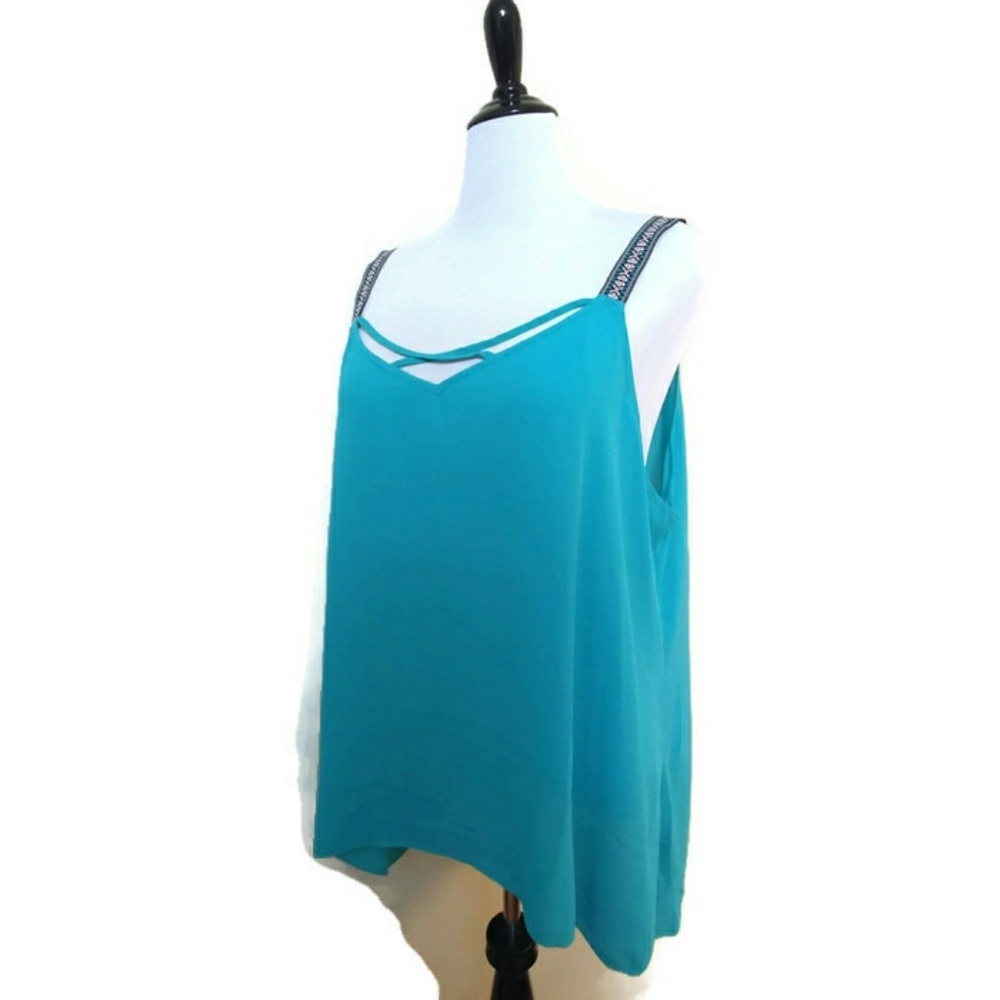 Teal Chiffon Criss Cross Top